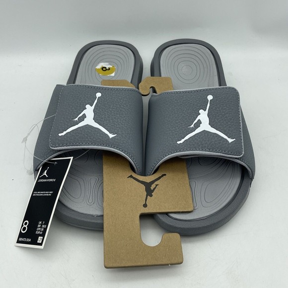 Nike Air Jordan Hydro 6 Slide Sandals 881473-004 Cool Grey White Wolf Grey Sz 8 - Picture 1 of 5